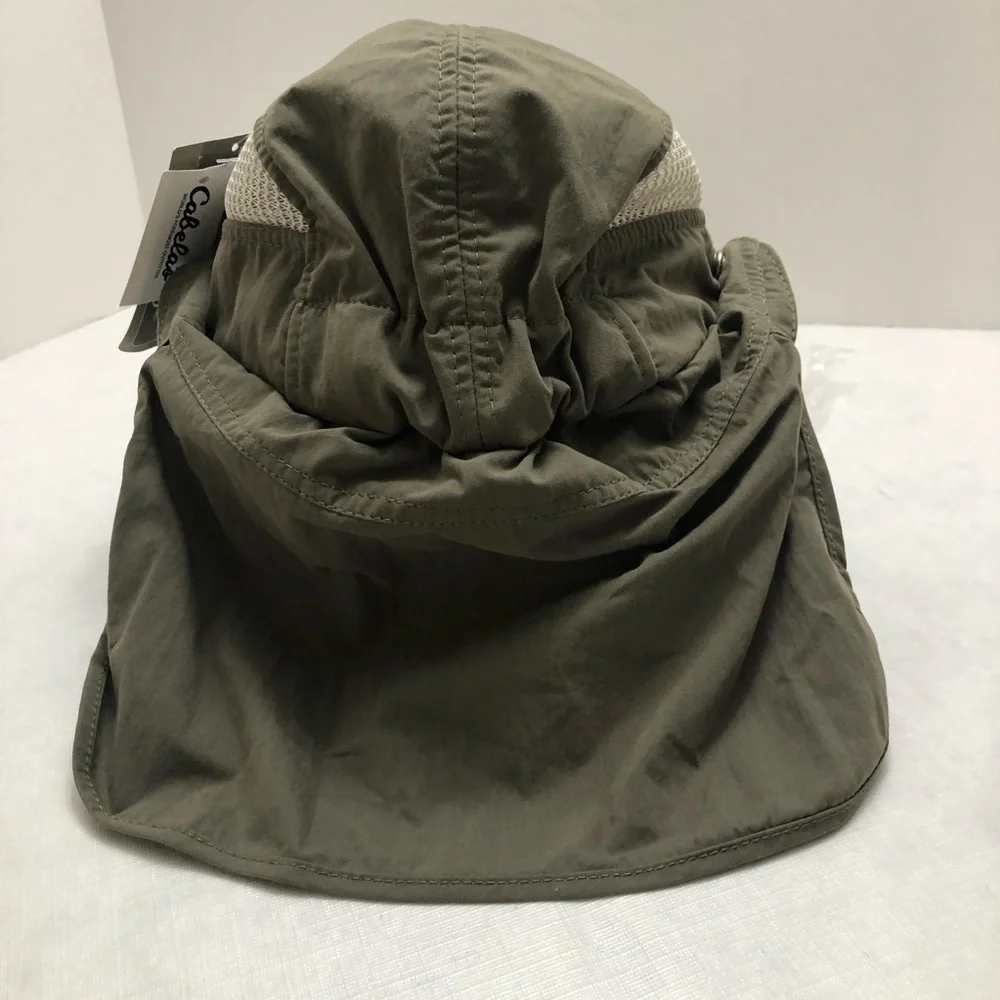 Cabela's | UPF50+ Sun Cutter Cap Ear & Neck Protection Green NWT Floats